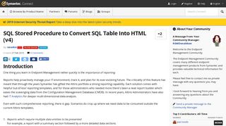 
                            2. SQL Stored Procedure to Convert SQL Table Into HTML (v4) - Symantec