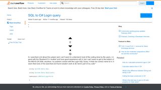 
                            11. SQL to C# Login query - Stack Overflow