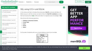 
                            3. SQL using C/C++ and SQLite - GeeksforGeeks