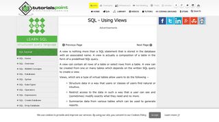 
                            11. SQL Using Views - Tutorialspoint