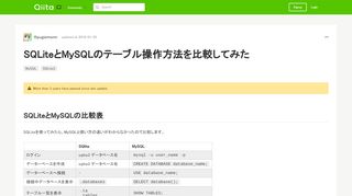 
                            1. SQLiteとMySQLのテーブル操作方法を比較してみた - Qiita