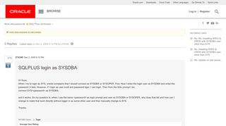 
                            10. SQLPLUS login as SYSDBA | Oracle Community