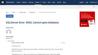 
                            5. SQLServer Error: 4060, Cannot open database - SQL Server Central