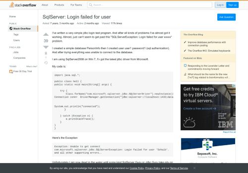 
                            2. SqlServer: Login failed for user - Stack Overflow