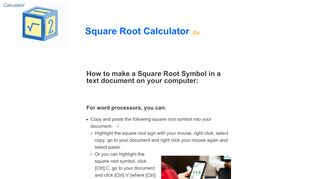 
                            1. Square Root Symbol / Square Root Sign - Square Root Calculator