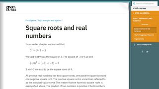 
                            10. Square roots and real numbers (Pre-Algebra, Right triangles and ...