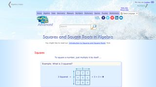 
                            5. Squares and Square Roots in Algebra - Math is Fun