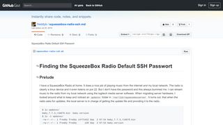 
                            3. SqueezeBox Radio Default SSH Passwort · GitHub