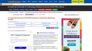 
                            12. Sri Satya Sai University (SSSUTMS) BEd Exam Results - IndCareer.com