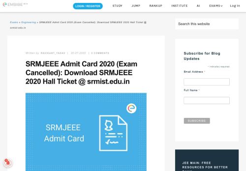 
                            8. SRMJEEE Admit Card 2019: How To Download SRMJEEE Hall Ticket