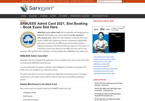 
                            5. SRMJEEE Admit Card 2019, Slot Booking, Releasing Date - Book Slot ...