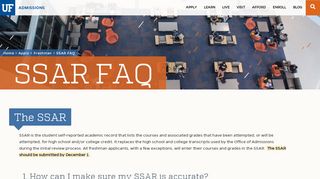 
                            12. SSAR FAQs - University of Florida - UF Admissions