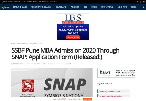 
                            10. SSBF Pune MBA Admission 2019 | AglaSem Admission