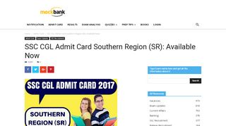
                            12. SSC CGL Admit Card Southern Region for Tier II Exam at sscsr.gov.in