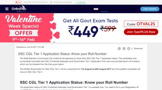 
                            11. SSC CGL Tier 1 Application Status: Know your Roll Number - English ...