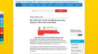 
                            7. SSC CHSL 2017-18 Tier-01 Official Answer Key Released - Direct ...