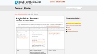 
                            7. SSC Instructional Services: Support Center | Login Guide: Students