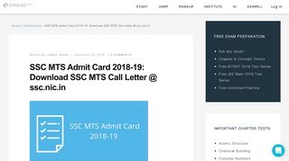 
                            9. SSC MTS Admit Card 2018-19: Download SSC MTS Call Letter @ ssc ...