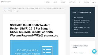 
                            6. SSC MTS Cutoff North Western Region (NWR) – 2017: Check at www ...