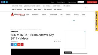 
                            11. SSC MTS Re - Exam Answer Key 2017 - EduGorilla Trends - Videos ...