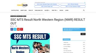 
                            3. SSC MTS Result North Western Region: Check Result Out at sscnwr.org