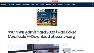 
                            4. SSC NWR Admit Card 2018 – Download SSC NWR Hall Ticket ...