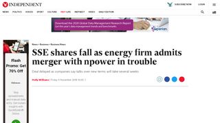 
                            6. SSE shares fall as energy firm admits merger with npower in trouble ...