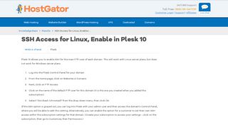 
                            7. SSH access for Linux, enable in Plesk 10 « HostGator.com Support ...