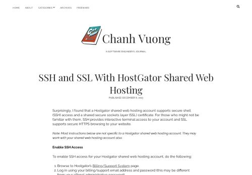 
                            9. SSH and SSL With HostGator Shared Web Hosting – Chanh Vuong