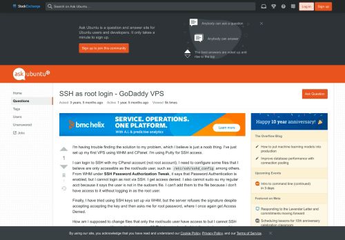 
                            13. SSH as root login - GoDaddy VPS - Ask Ubuntu