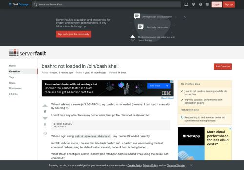 
                            5. ssh - bashrc not loaded in /bin/bash shell - Server Fault