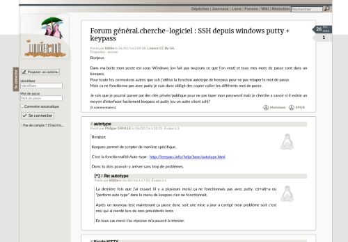 
                            13. SSH depuis windows putty + keypass - LinuxFr.org