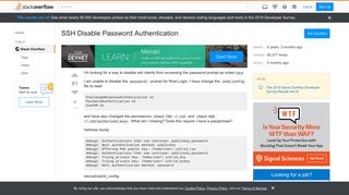 
                            8. SSH Disable Password Authentication - Stack Overflow