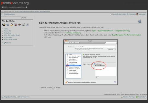 
                            1. SSH für Remote Access aktivieren [prontosystems.org]
