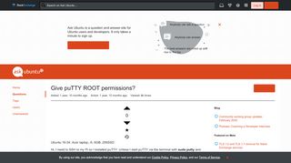 
                            9. ssh - Give puTTY ROOT permissions? - Ask Ubuntu