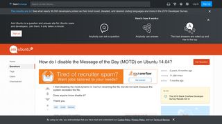 
                            2. ssh - How do I disable the Message of the Day (MOTD) on Ubuntu 14 ...