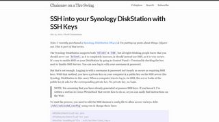 
                            12. SSH into your Synology DiskStation with SSH Keys
