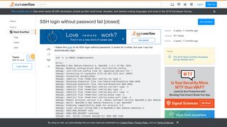 
                            6. SSH login without password fail - Stack Overflow