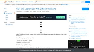 
                            1. SSH onto Vagrant Box With Different Username - Stack Overflow