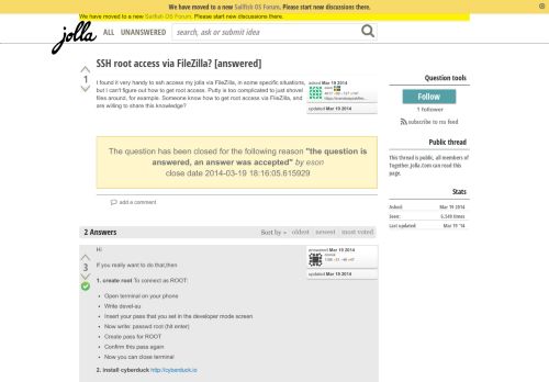 
                            6. SSH root access via FileZilla? [closed] - together.jolla.com