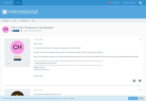 
                            1. SSH root Passwort vergessen - SSH - openmediavault