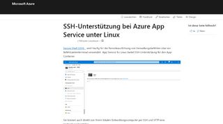 
                            1. SSH-Unterstützung für App Service unter Linux – Azure | Microsoft Docs