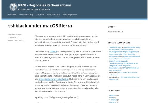 
                            10. sshblack under macOS Sierra – RRZK – Regionales Rechenzentrum