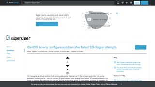 
                            11. sshd - CentOS how to configure autoban after failed SSH logon ...