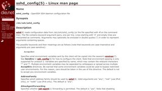 
                            6. sshd_config(5): OpenSSH SSH daemon config file - Linux man page