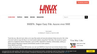 
                            7. SSHFS: Super Easy File Access over SSH | Linux Journal