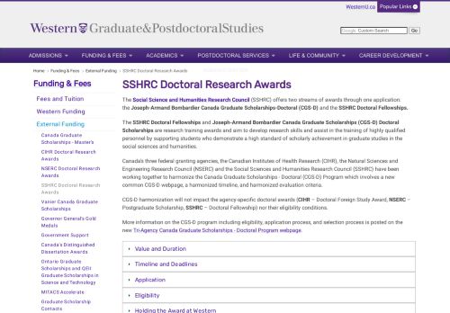 
                            8. SSHRC Doctoral Research Awards - Graduate and Postdoctoral ...