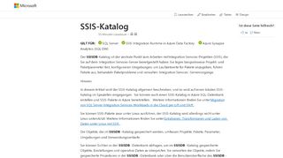 
                            1. SSIS-Katalog - SQL Server Integration Services (SSIS) | Microsoft Docs