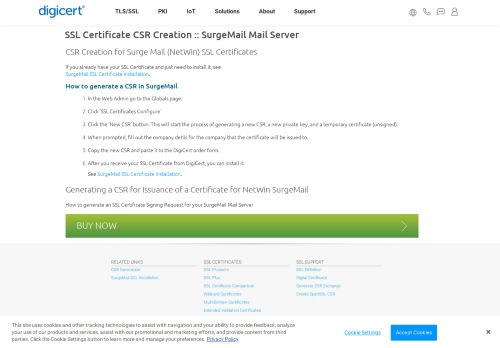 
                            13. SSL Certificate CSR Creation - NetWin SurgeMail - DigiCert