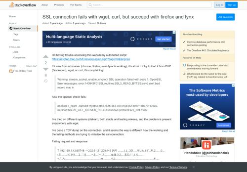 
                            13. SSL connection fails with wget, curl, but succeed with firefox and lynx ...